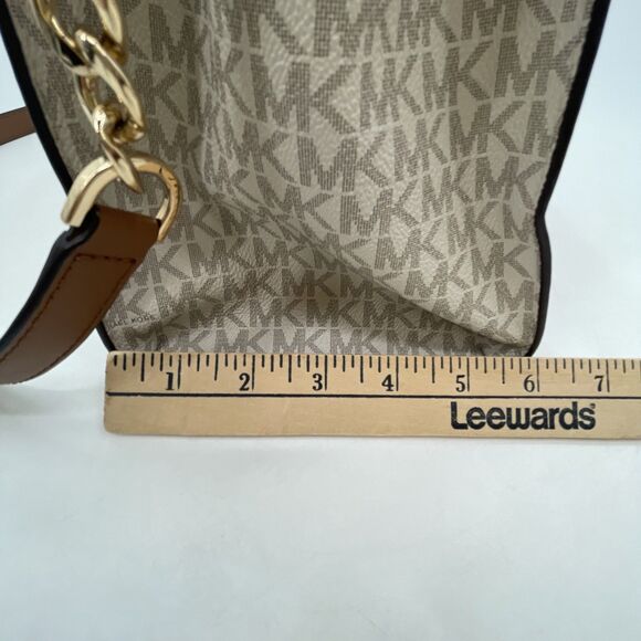 Michael Kors Nouveau Hamilton Handbag Satchel Crossbody Large Logo White *FLAW - Picture 13 of 14